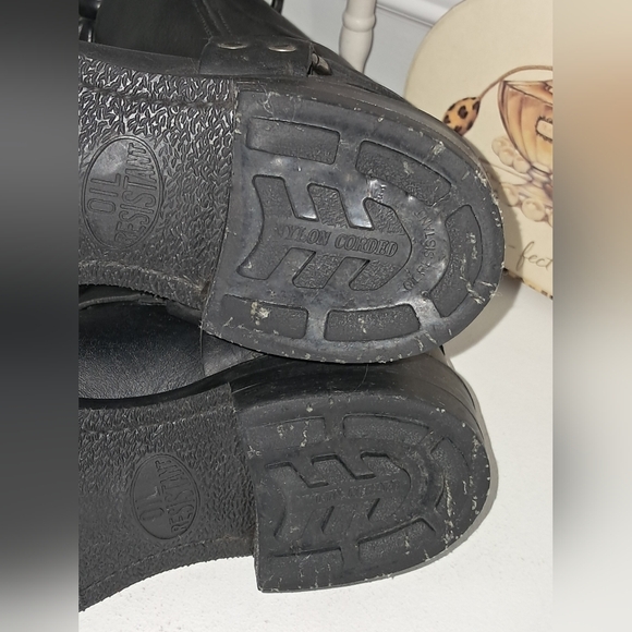 Black Leather Men's Moto Boots Size 10 Pre-owned - Picture 5 of 9